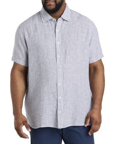 Vineyard Vines Big & Tall Striped Linen Sport Shirt - White