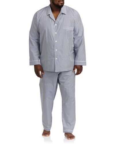 Majestic International Big & Tall Bengal Stripe Pajama Set - Gray