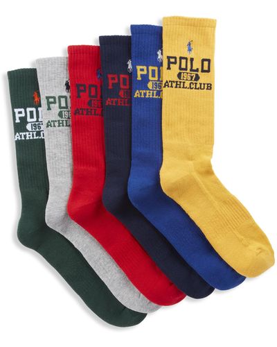 Polo Ralph Lauren Big & Tall 6-pk Athletic 93 Crew Socks - Blue