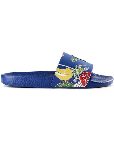 Polo Ralph Lauren Big & Tall Tropical Floral Slide Sandals - Blue