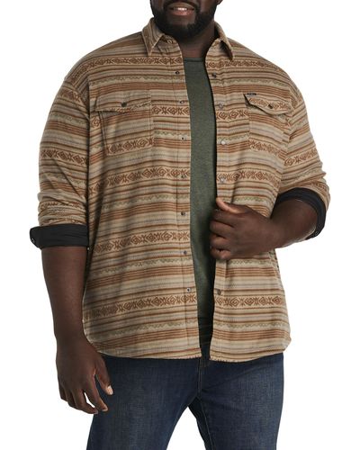 O'neill Sportswear Big & Tall Glacier Striped Superfleece Flannel Overshirt - Brown