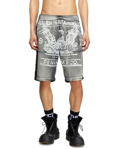 DIESEL Faded Shorts With Archival Print - Grey
