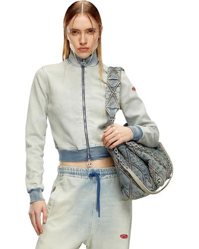 DIESEL Felpa con zip in Track Denim - Blu