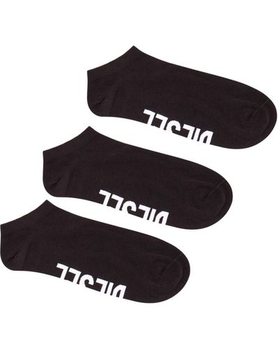 DIESEL 3-pack Low-cut Logo Instep Socks - Black