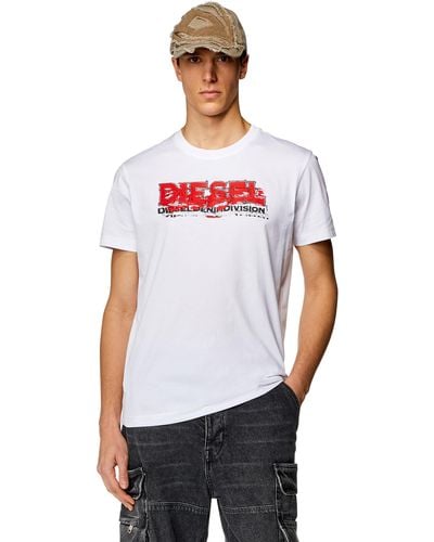 DIESEL T-shirt con logo glitchy - Bianco