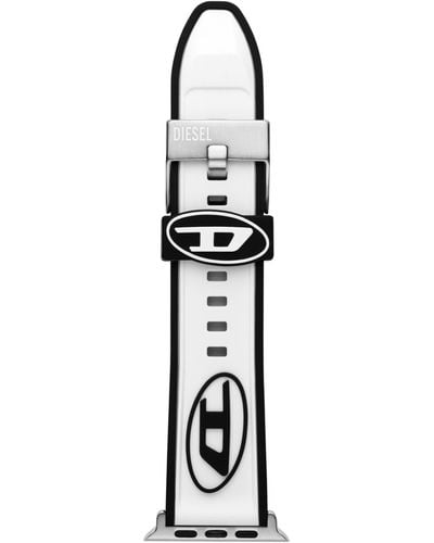 DIESEL Bracelet de montre en silicone pour l'Apple Watch, 42mm, 44mm, et 45mm. - Blanc