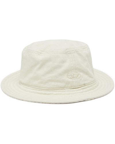 DIESEL Bucket Hat With Tonal Logo Embroidery - White