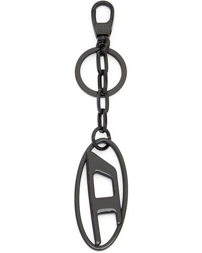 DIESEL Schlüsselanhänger aus Metall mit Logo-Plakette - Schwarz