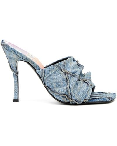 DIESEL D-sydney-mule Sandals With Quilted Denim Band - White