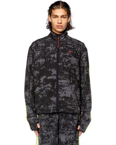 DIESEL Woven Track Jacket With Cloudy Print - Black