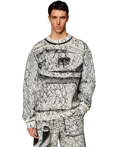 DIESEL Sweatshirt With Cracked Coating - Grey