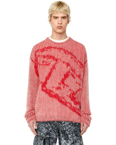 DIESEL Logo-jacquard Sweater In Mohair Blend - Pink