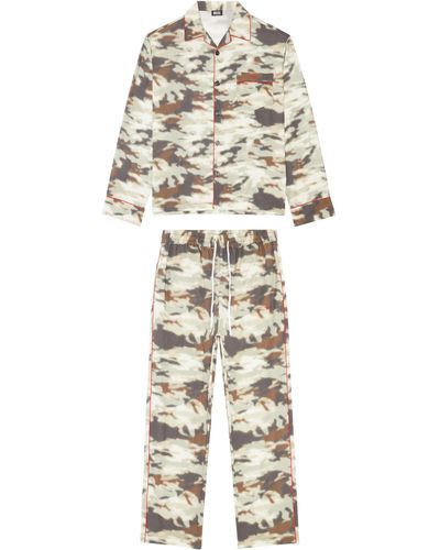 DIESEL Lange Pyjamas im Camouflage-Print - Weiß