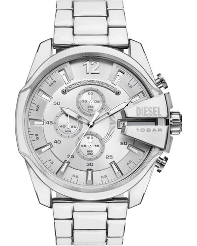 DIESEL Mega Chief White And Stainless Steel Watch - Gray