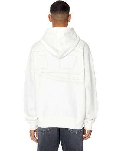 DIESEL Hoodie With Back Maxi D Logo - White