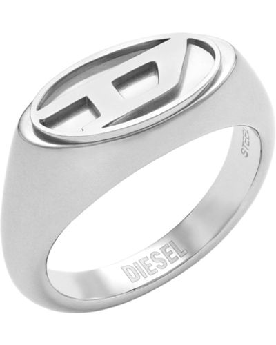 DIESEL Stainless Steel Signet Ring - White