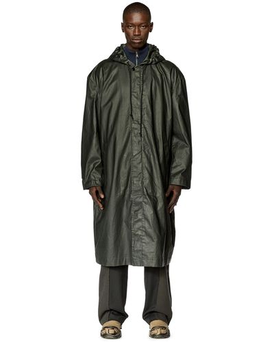 DIESEL Long Jacket In Coated Cotton Twill - Black