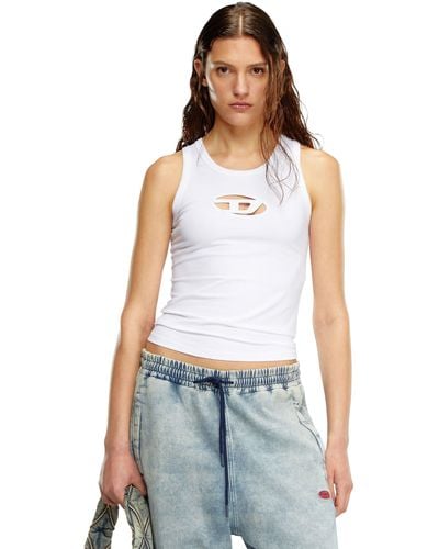 DIESEL Tank Top With Cut-out Oval D Logo - White
