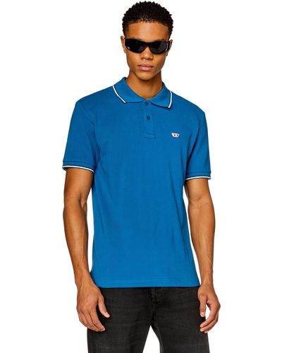 DIESEL Polo Shirt With Striped Trims - Blue