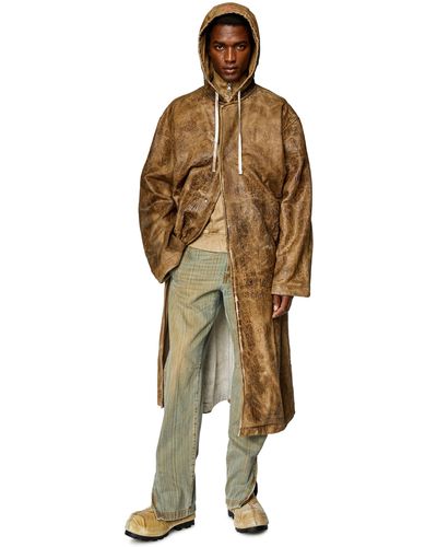 DIESEL Extra-long Hooded Coat In Treated Jersey - Metallic