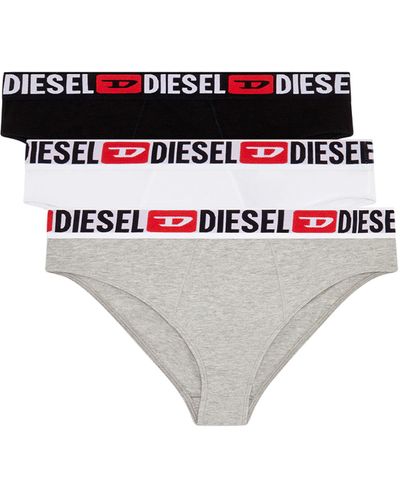 DIESEL Set di tre slip a coste a vita alta - Multicolore