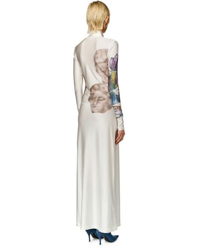 DIESEL Long Turtleneck Dress With Graphic Prints - White