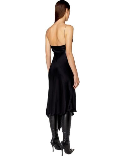 DIESEL Satin Slip Dress With Chain Straps - Black