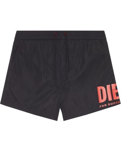 DIESEL Swim Shorts With Maxi Logo Print - Black