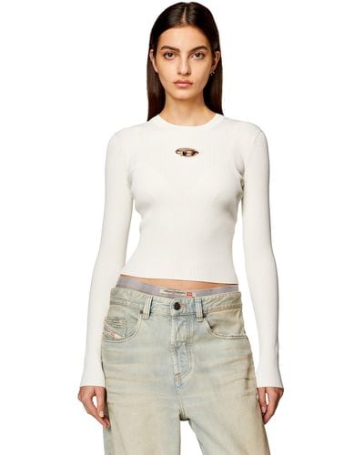 DIESEL Ribbed-knit Long-sleeve Top - White