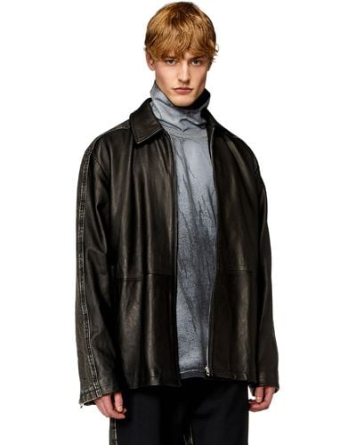 DIESEL Hybrid Denim And Leather Jacket - Black
