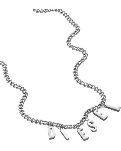 DIESEL Stainless Steel Chain Necklace - White