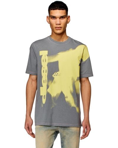DIESEL T-shirt With Smudged Print - Gray