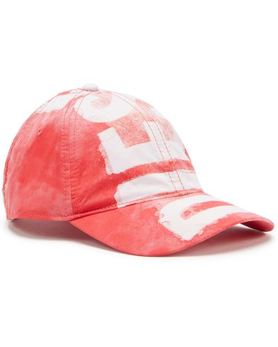 DIESEL Nylon Baseball Cap With Super Logo - Pink