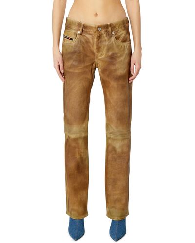 DIESEL Trousers In Perforated Leather - Brown