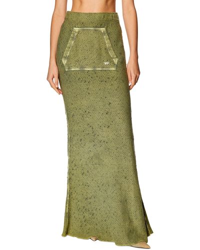 DIESEL Skirt In Laser-cut Jersey - Green