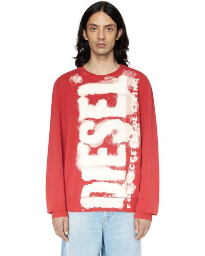 DIESEL Sweatshirt With Bleeding-effect Logo - Red