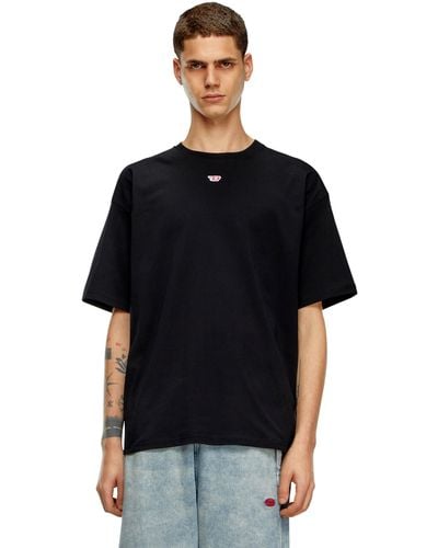 DIESEL T-shirt With Embroidered D Patch - Black