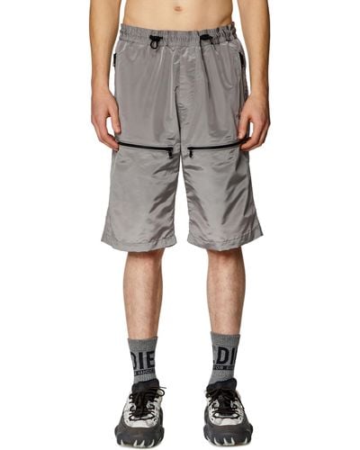 DIESEL Cargo Shorts In Ciré Nylon - Grey