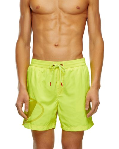 DIESEL Swim Shorts With Shiny Oval D Logo - Green