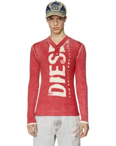 DIESEL Maglia in lana stampata con logo - Rosso