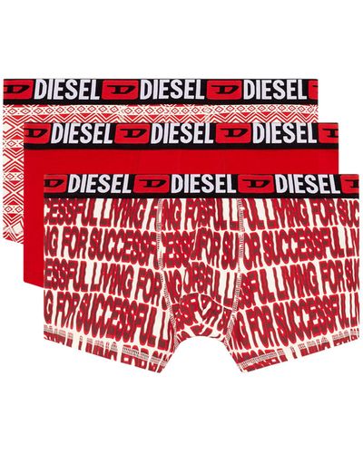 DIESEL Three-pack Printed Boxer Briefs - Red