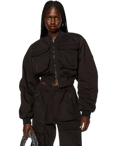 DIESEL Utility jacket in nylon twill - Nero