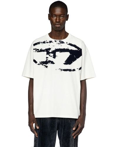 DIESEL T-shirt With Distressed Flocked Logo - White