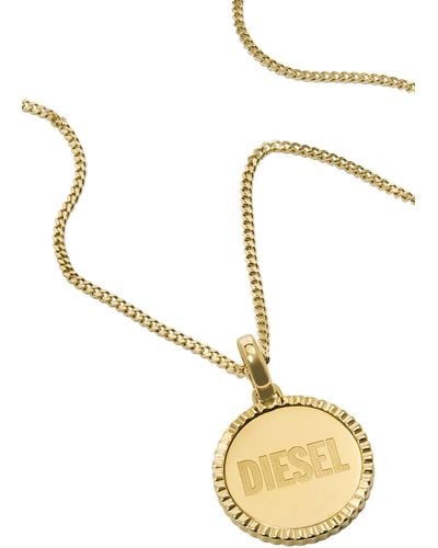 DIESEL Gold Stainless Steel Pendant Necklace - Metallic