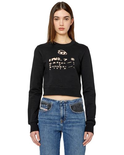 DIESEL Cropped Sweatshirt With Blurry Logo - Black