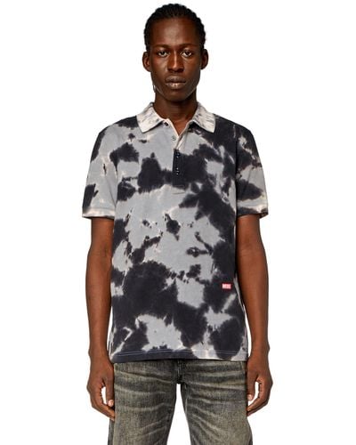 DIESEL Tie-dyed Jersey Polo Shirt - Black