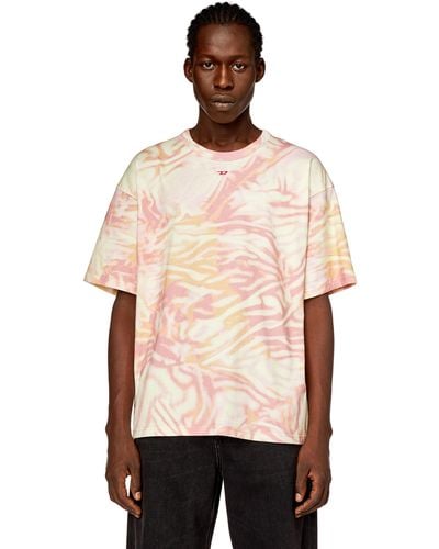DIESEL T-shirt With Zebra-camo Print - Natural