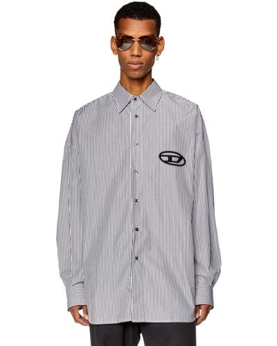 DIESEL Loose Fit Shirt With Embroidered Logo - Gray