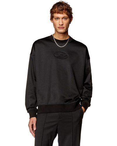 DIESEL Sweatshirt With Embossed Oval D Logo - Black