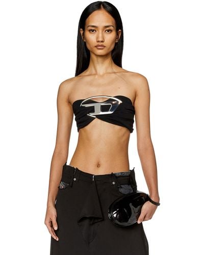 DIESEL Tube Top With Giant Logo Plaque - Black